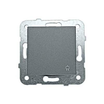 Insert priză 16A pin PE, prot. copii+capac, cl.şb, antracit