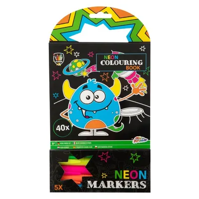 Carte de colorat cu 5 markere neon Grafix 150079