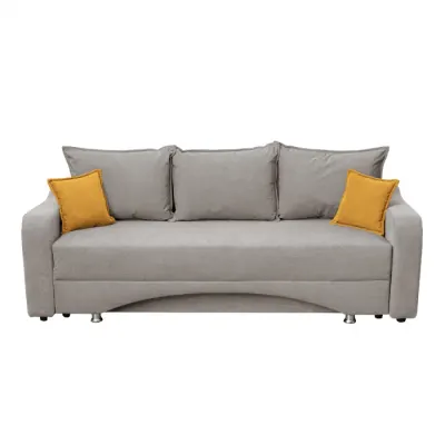 Canapea SUSIE extensibila, 3 locuri, cu arcuri si lada depozitare, gri + galben, 222x105x80 cm
