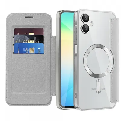 Husa MagSafe pentru Samsung Galaxy A06 A065, Techsuit, SmartMag Book, Gri