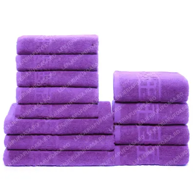 Set 12 Prosoape Premium Bumbac 100%, 550g m ², pentru Maini, Fata E i Corp - Mov