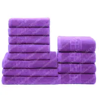 Set 12 Prosoape Premium Bumbac 100%, 550g m ², pentru Maini, Fata E i Corp - Mov