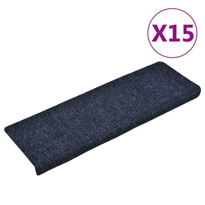 vidaXL Covorașe scări autoadezive, 15 buc., 65x21x4 cm, margini dreptunghiulare albastre