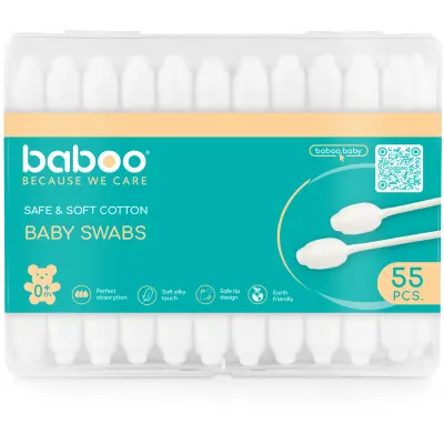 Baboo Baby Swabs bețișoare din bumbac pentru nou-nascuti si copii 55 buc