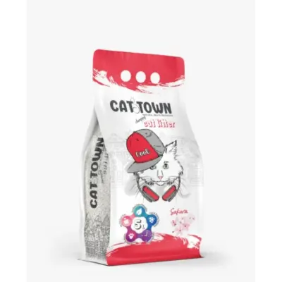 CAT TOWN, Sakura, așternut igienic pisici, granule, bentonită, aglomerant, fără praf, 5l