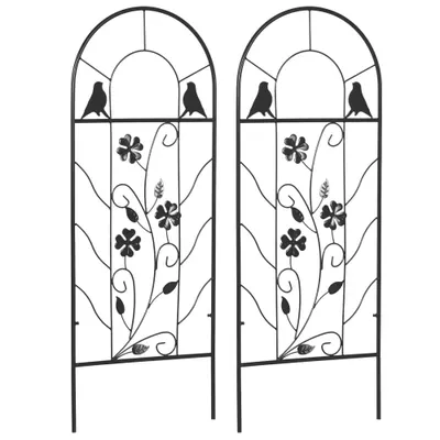 Outsunny Treillis de jardin lot de 2 suport pentru plante agatatoare din metal - 38 x 98 cm negru | Aosom Romania