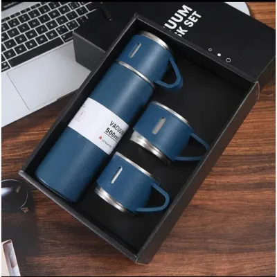 Set Cadou Termos 500ml cu 3 Cesti Inox Perete Dublu Pastreaza Bauturi Calde Reci 12 Ore Etans