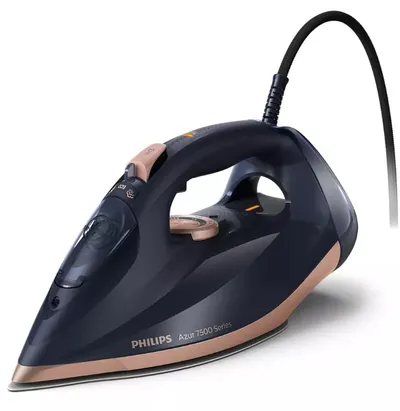 Fier de călcat Philips - Series 6000, 3200 W, 55 g/min, albastru/auriu
