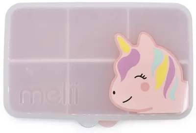 Cutie pentru gustări Melii - Unicorn, cu 6 compartimente, roz