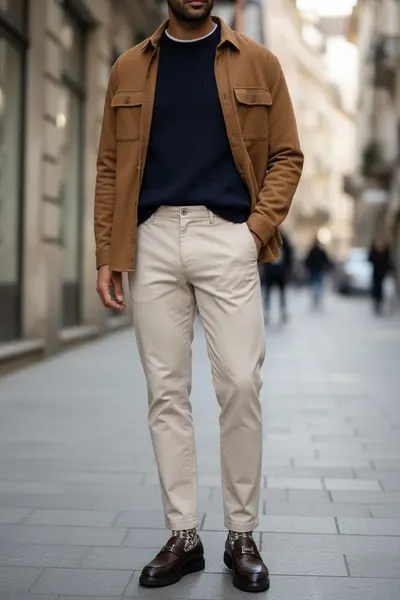 Pantaloni barbati eleganti bej S132 H5-4.1