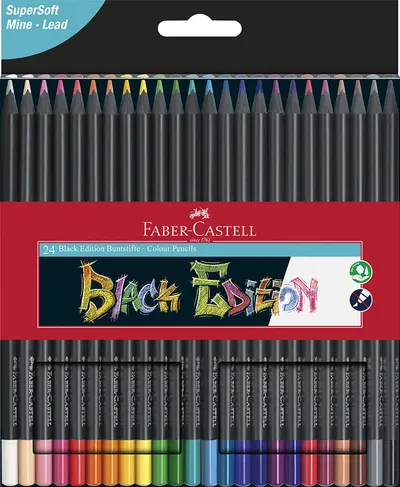 Creioane colorate Faber-Castell Black Edition, 24 culori