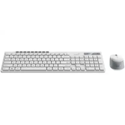 Kit Tastatura si Mouse Wireless Genius SlimStar 8230, 104 taste, 1200 dpi, 3 butoane, BT5.3 + 2.4G, USB (Alb)