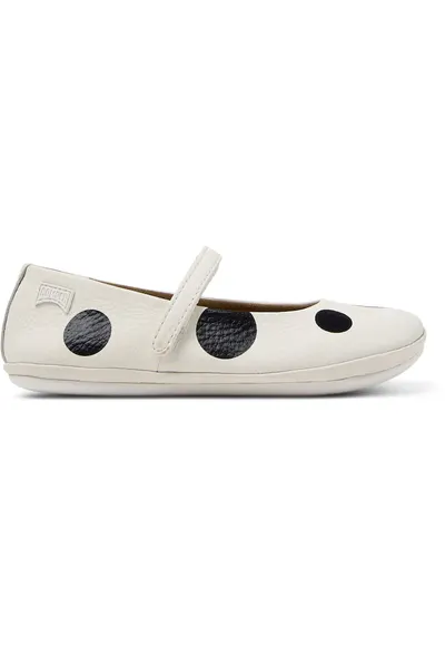 Balerini Mary Jane de piele cu model Right - Negru melange/Crem