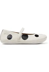 Balerini Mary Jane de piele cu model Right - Negru melange/Crem