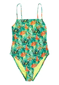 Costum de baie dama Superdry - cupe detasabile - spate deschis - verde - poliamida - elastan