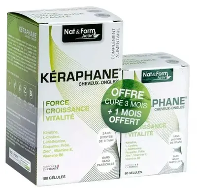 Kéraphane – Formulă pentru păr și unghii, 180 + 60 capsule, Nat&Form