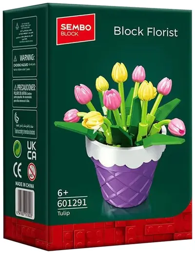 Constructor Sembo Block - Lalele în ghiveci, 79 piese