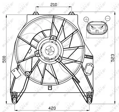 Ventilator radiator (cu carcasa) potrivit RENAULT KANGOO, KANGOO EXPRESS 1.9D 08.97