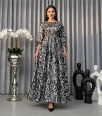 Rochie Onella Zebra Print Long Dress in Black