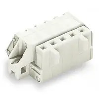 1-conductor female plug; angled; 100% protected against mismating; clamping collar; 2.5 mm²; Pin spacing 5 mm; 6-pole; 2,50 mm²; light gray