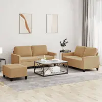 Gossi set de canapele cu perne, 3 piese, maro, catifea