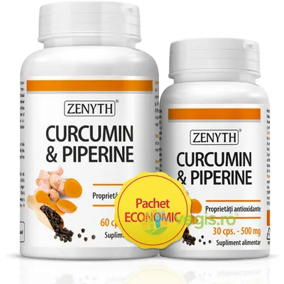 Pachet Curcumin & Piperine 500mg 60cps+30cps