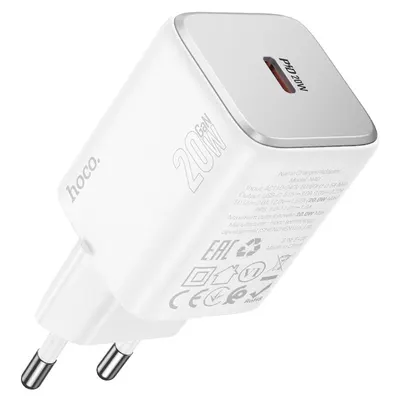 Priza incarcare, Hoco N40, Incarcare rapida 20W, Port type-C, Alb Engros