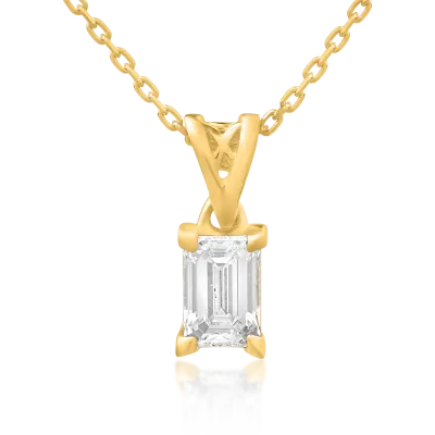 Lant cu pandantiv din aur galben cu diamant emerald de 0.4ct