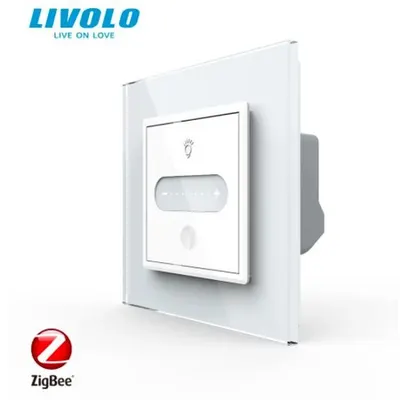 Intrerupator tactil Zigbee, cap scara / cruce, dimabil, intensitate lumina ajustabila, rama sticla Alb