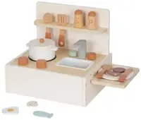 Set de joacă Tooky Toy - Bucătărie pentru copii cu blat din lemn și accesorii, 19 piese