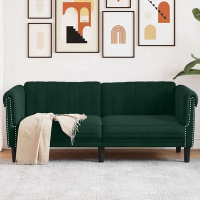 vidaXL Canapea cu 2 locuri, verde închis, catifea