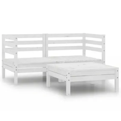 Gossi set mobilier de gradina, 3 piese, alb, lemn masiv de pin