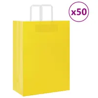 vidaXL Pungi de hârtie 50 buc cu mânere galbene 32x17x44 cm
