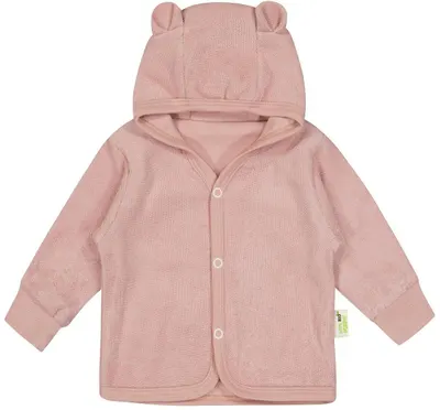 Pulover cu urechi pentru copii Bio Baby - 80 cm, 9-12 luni, roz frotte