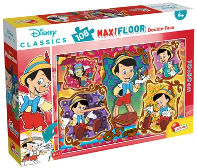Puzzle cu două fețe Lisciani pentru colorat 108 piese- Pinocchio