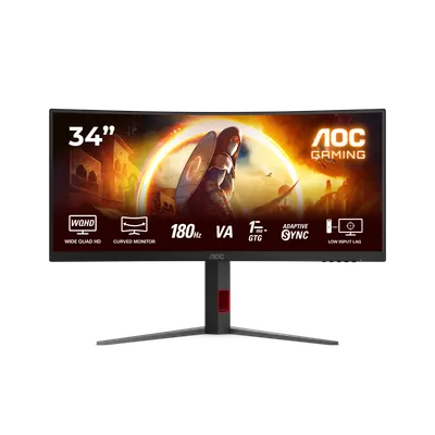 Monitor Gaming AOC CU34G4, 34", 3440 x 1440 pixeli, Black, Red, 3 ani Garantie
