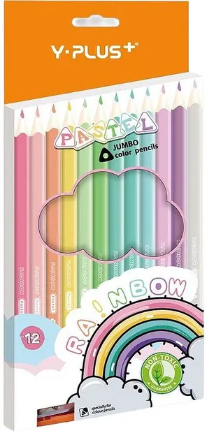 Creioane colorate Y-Plus Rainbow - Pastel, 12 culori