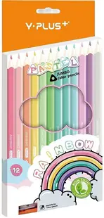 Creioane colorate Y-Plus Rainbow - Pastel, 12 culori