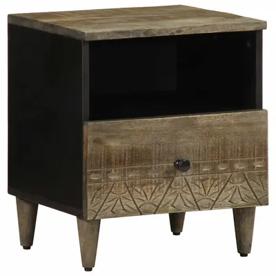 Gossi noptiera gri deschis 40x33x46 cm lemn masiv de mango