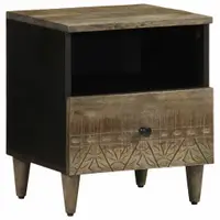 Gossi noptiera gri deschis 40x33x46 cm lemn masiv de mango