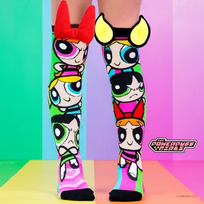 Șosete lungi colorate Madmia PowerPuff pentru fete 6-99 ani