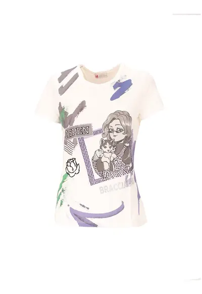 Tricou slim fit cu imprimeu - Alb
