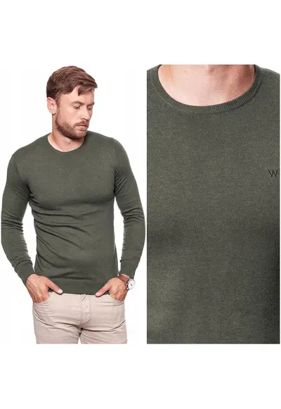 Pulover Barbati - Model CREW KNIT - Croiala Clasica Regular Fit - Fara Inchidere - Moale Si Calduros - Cu Amestec De Lana - Bun Pentru Zile Racoroase Si Tinute Zilnice - Marimea 2XL - Verde