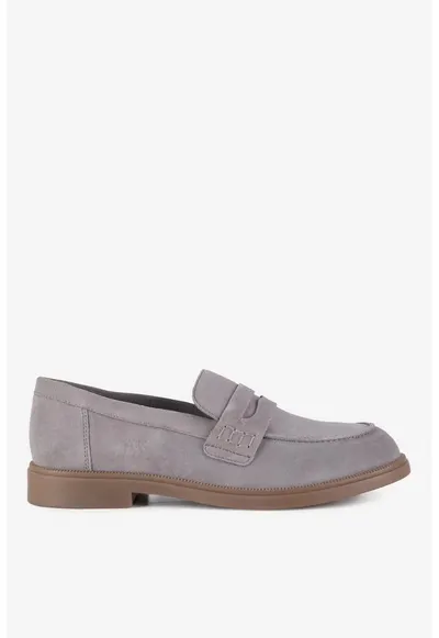 Mocasini dama 5903698048994 - Piele intoarsa - Gri - Gri