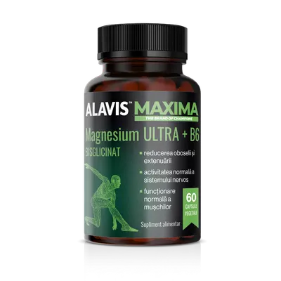Magneziu bisglicinat Ultra +B6, 60 capsule vegetale, Alavis Maxima