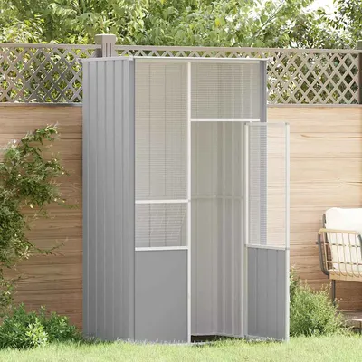 vidaXL Colivie pentru păsări gri 115x78x200 cm oțel galvanizat