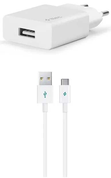 Încărcător ttec - SmartCharger, USB-A, cablu USB-C, alb