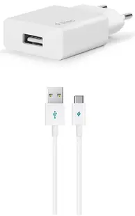 Încărcător ttec - SmartCharger, USB-A, cablu USB-C, alb