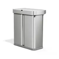 Coș de gunoi argintiu pentru reciclare/cu senzori de deschidere 34+24 l din oțel Dual Sensor – simplehuman