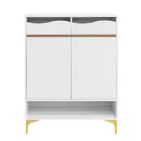 Dulap pentru pantofi cu iluminare LED, dulap de hol cu sertare și rafturi, 80x35x105 cm, Alb